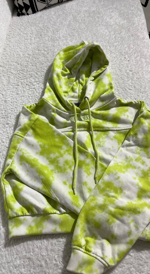 Yeşil-beyaz Kapüşonlu Kadın Sweatshirt - Görsel 2