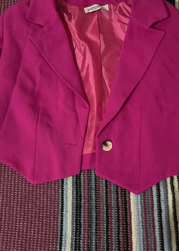 Pembe Mini Kadın Blazer Ceket - Görsel 2