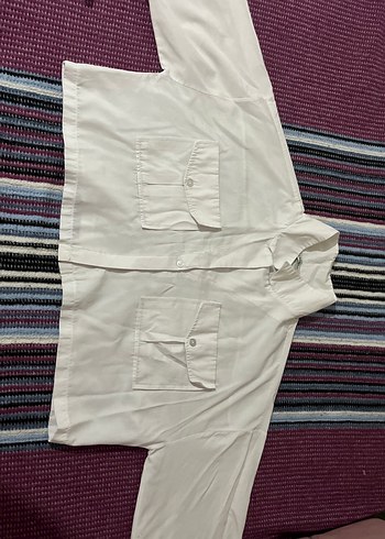 Pamuklu Beyaz Düğmeli Kadın Gömlek - Görsel 2