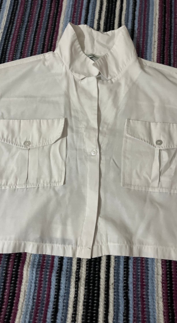 Pamuklu Beyaz Düğmeli Kadın Gömlek - Görsel 3