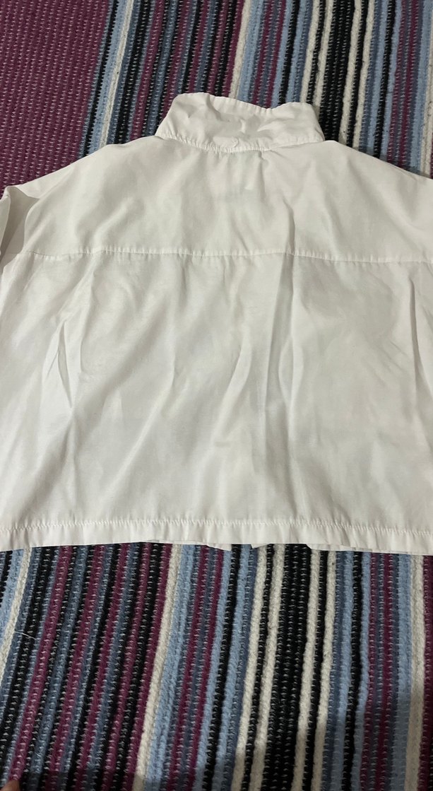 Pamuklu Beyaz Düğmeli Kadın Gömlek - Görsel 4
