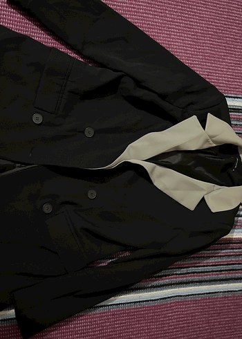 Kadın Siyah Düğmeli Blazer Ceket - Görsel 2