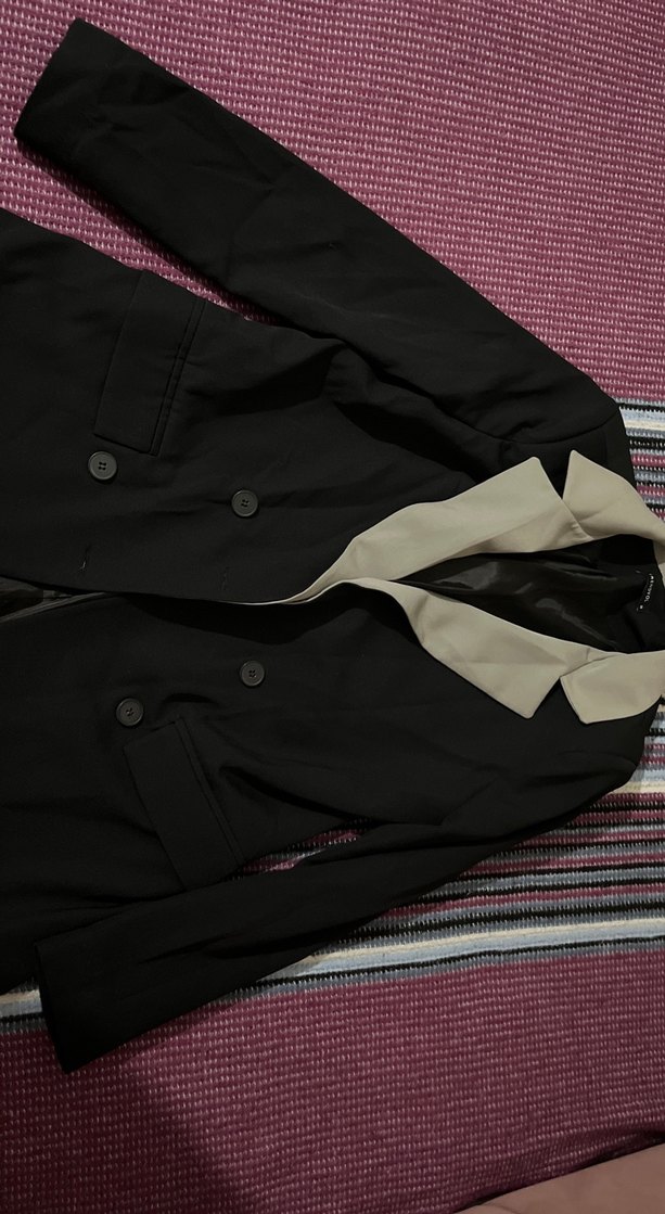 Kadın Siyah Düğmeli Blazer Ceket - Görsel 2