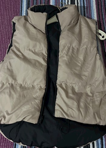 Fermuarlı, kolsuz, kahverengi sokak tarzı yelek - Görsel 3