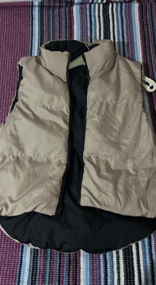 Fermuarlı, kolsuz, kahverengi sokak tarzı yelek - Görsel 3