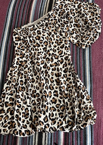 Kahverengi Leopar Desenli Bohem Midi Elbise - Görsel 2