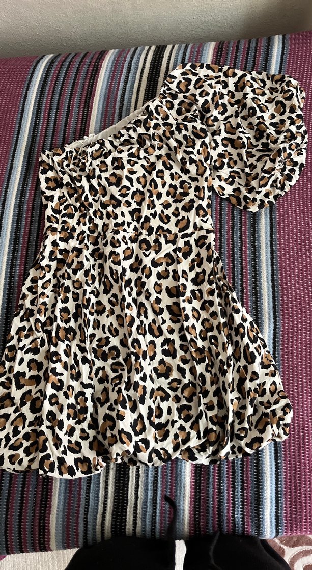 Kahverengi Leopar Desenli Bohem Midi Elbise - Görsel 2