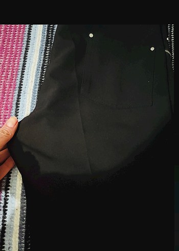 Kadın Siyah Piliseli Kumaş Pantolon 1.70 boya kadar müsait - Görsel 2