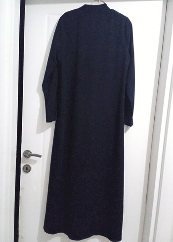 Nakışlı Fermuarlı Lacivert Kadın Uzun Elbise - Görsel 2