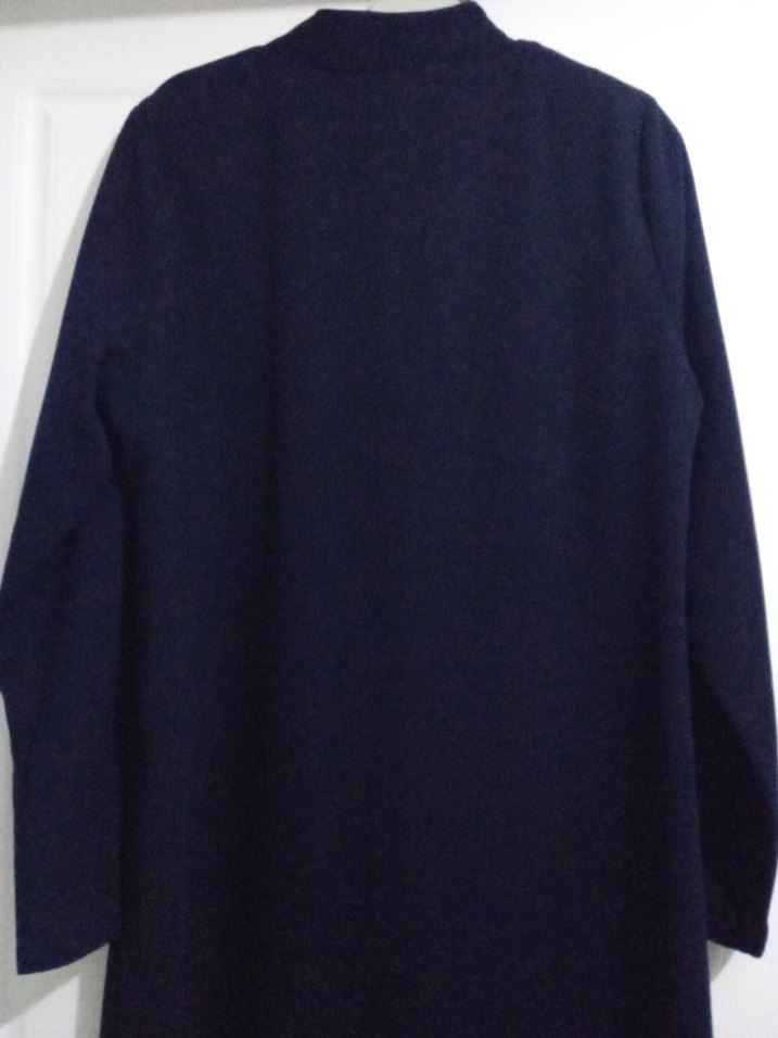 Nakışlı Fermuarlı Lacivert Kadın Uzun Elbise - Görsel 3