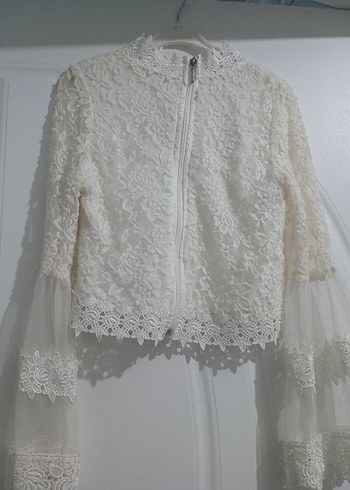 Dantel Detaylı Beyaz Bohem Kadın Bluz - Görsel 3