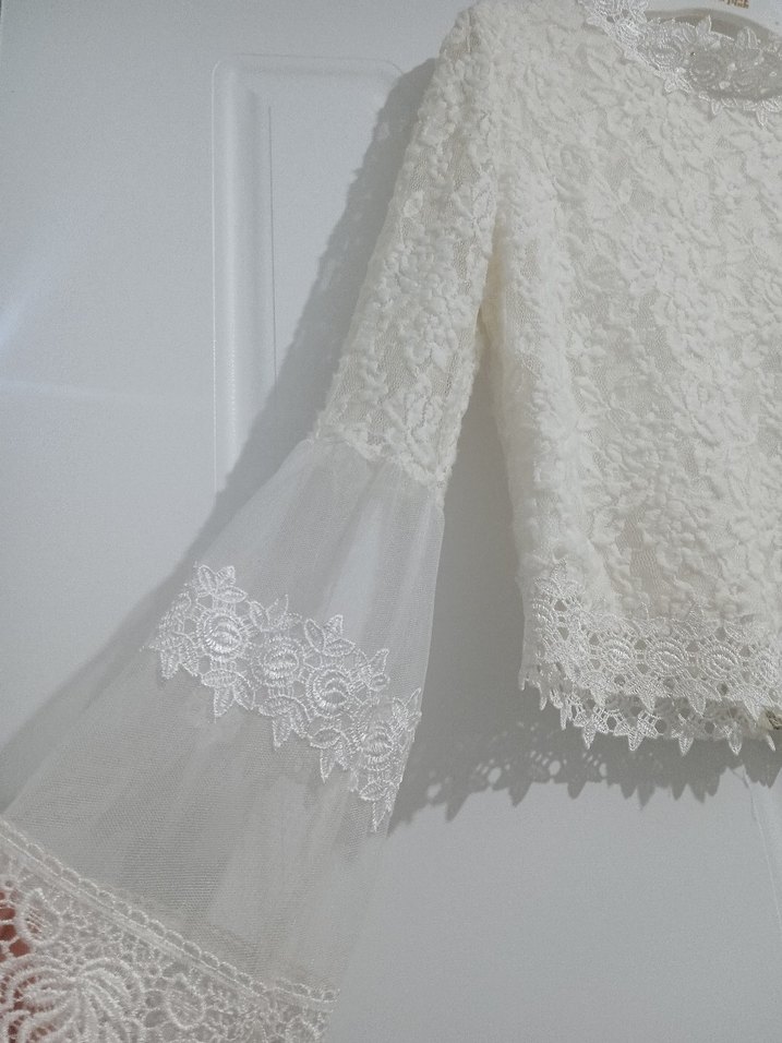 Dantel Detaylı Beyaz Bohem Kadın Bluz - Görsel 4