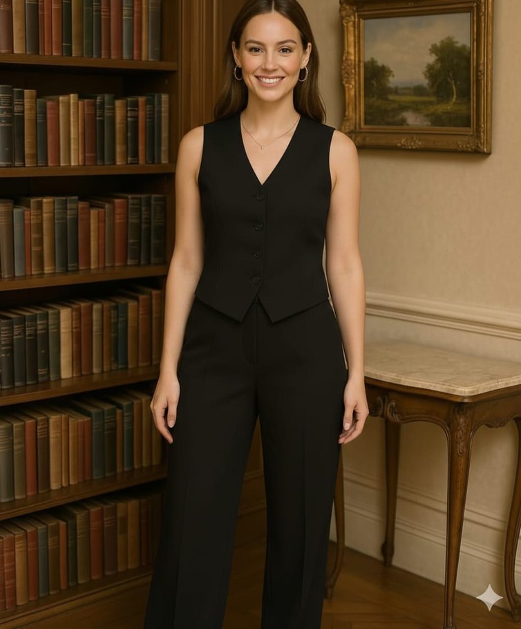 Klasik Lacivert Düğmeli Kadın Yelek - Görsel 2