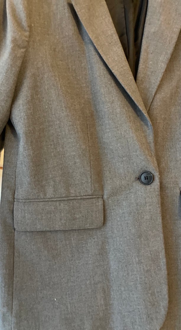 Gri Kadın Keten Blazer Ceket - Görsel 4