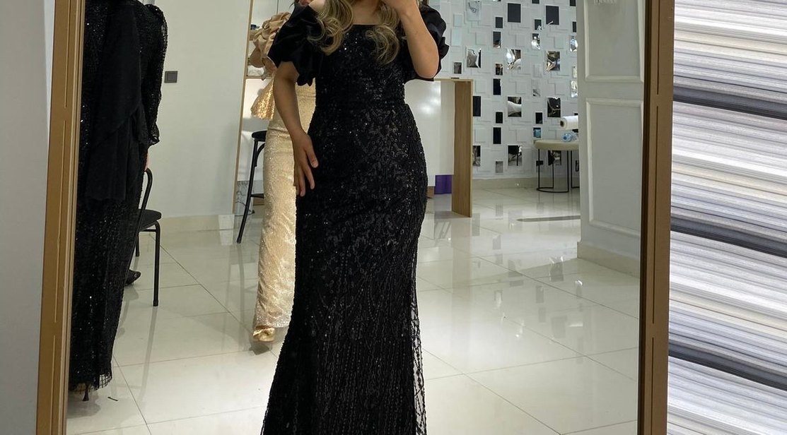 Siyah Uzun Pul Payetli Abiye Elbise - Görsel 3