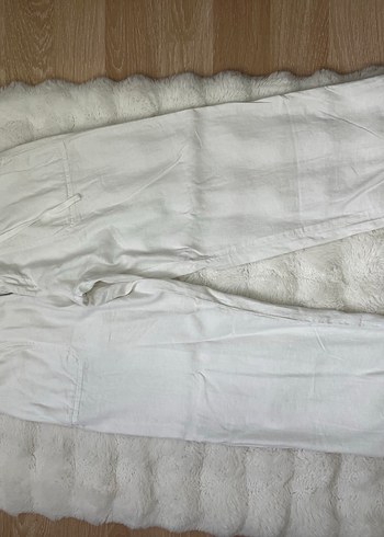 Beyaz Keten erkek pantolon - Görsel 2