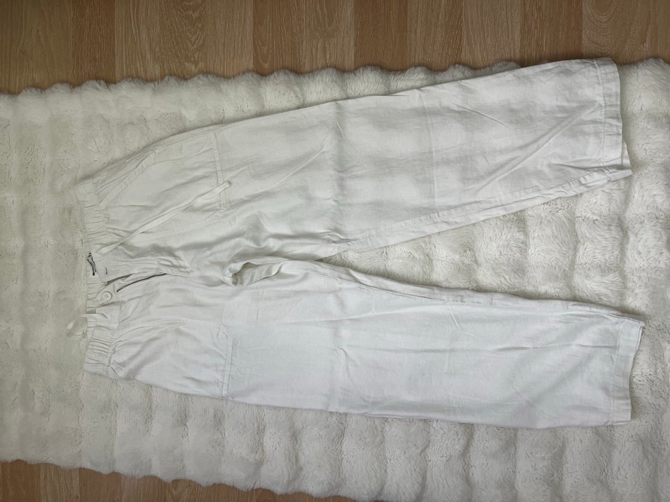 Beyaz Keten erkek pantolon - Görsel 2