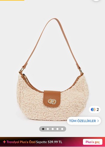 Krem Renk Peluş Detaylı Kadın Çanta - Görsel 6
