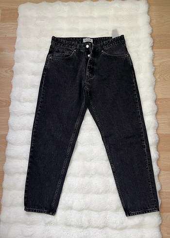 Erkek Siyah Düğmeli Denim Pantolon - Görsel 2