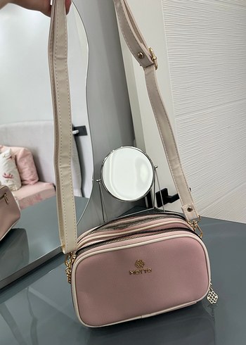 Pembe Deri Motte Kadın Çanta - Görsel 2