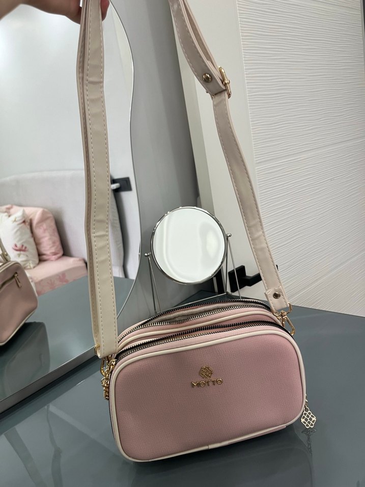 Pembe Deri Motte Kadın Çanta - Görsel 2