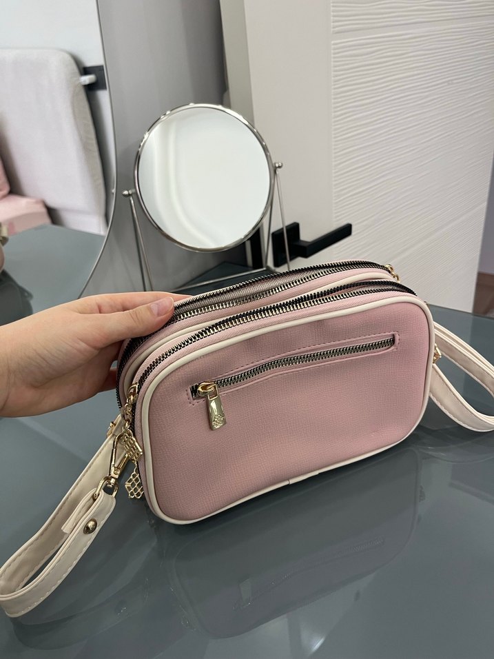 Pembe Deri Motte Kadın Çanta - Görsel 3