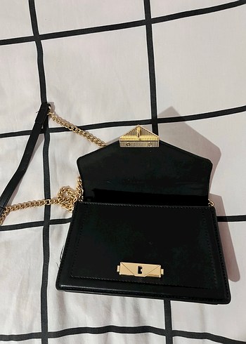 Zincir Detaylı Siyah Deri Kadın Çanta - Görsel 2
