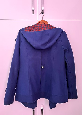 Düğmeli Midi Mavi Kaban - Görsel 2