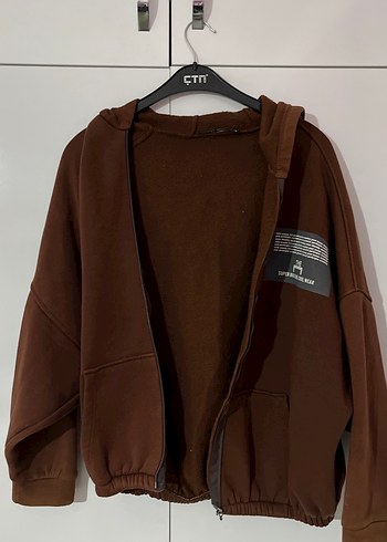 Kahverengi Kapüşonlu Oversize Sweatshirt - Görsel 3