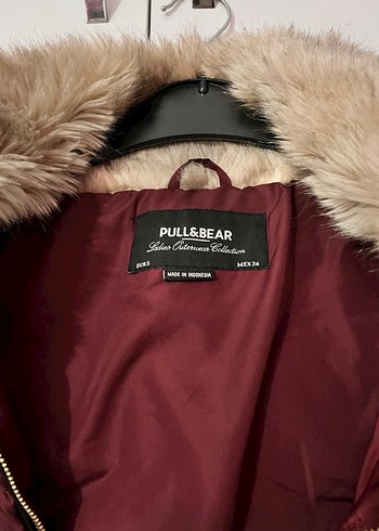Bordo Kürklü Kadın Kışlık Mont Pull&Bear - Görsel 2