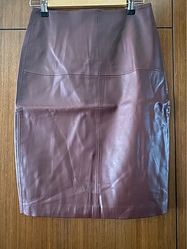 Mango Mango Bordo Deri Etek