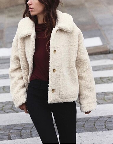 xs Beden Zara Ekru Peluş Ceket
