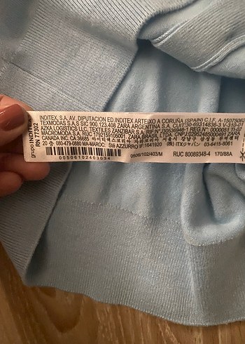 Zara Taşlı Mavi V Yaka Düğmeli Kadın Hırka - Görsel 4