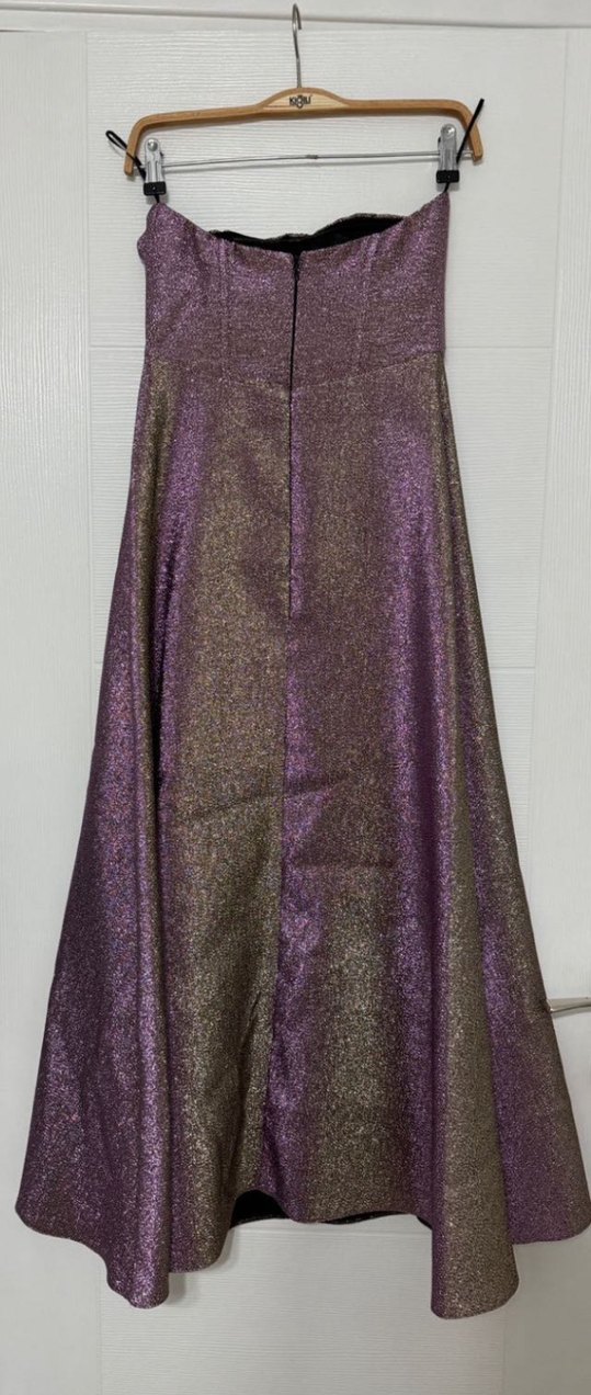 Nocturne Parlak Mor Straplez Uzun Elbise - Görsel 4