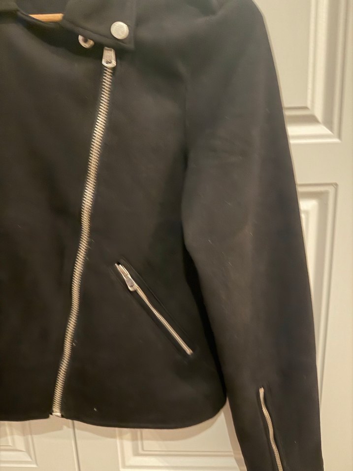Siyah Süet Biker Kadın Deri Ceket - Görsel 2