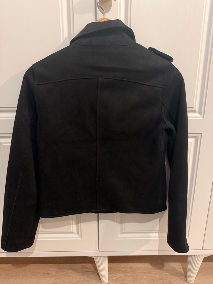 Siyah Süet Biker Kadın Deri Ceket - Görsel 4