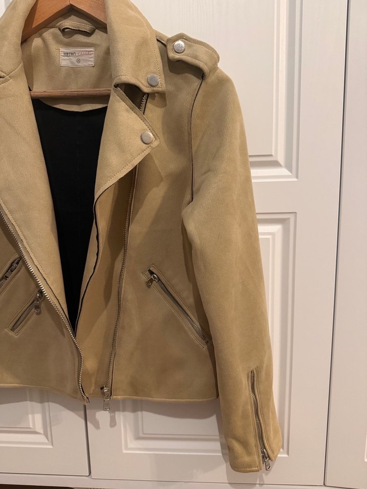 Bej Süet Kadın Ceket - Görsel 3