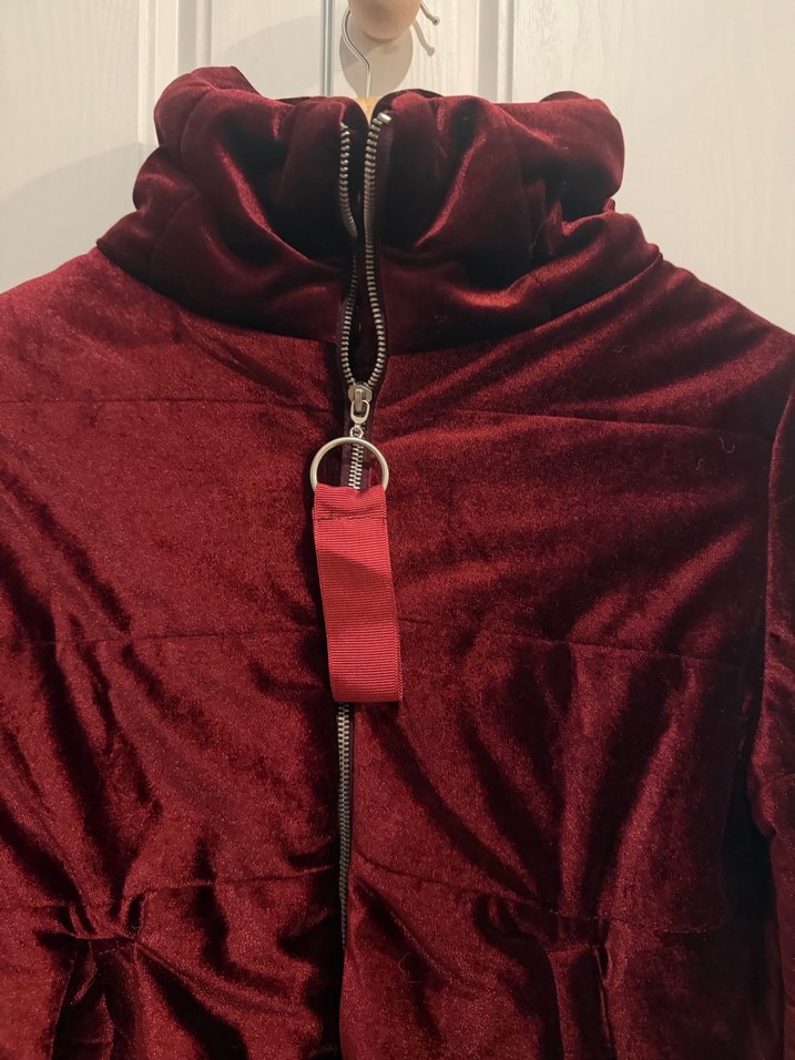 Bordo Fermuarlı Yüksek Yakalı Kadın Ceket - Görsel 2