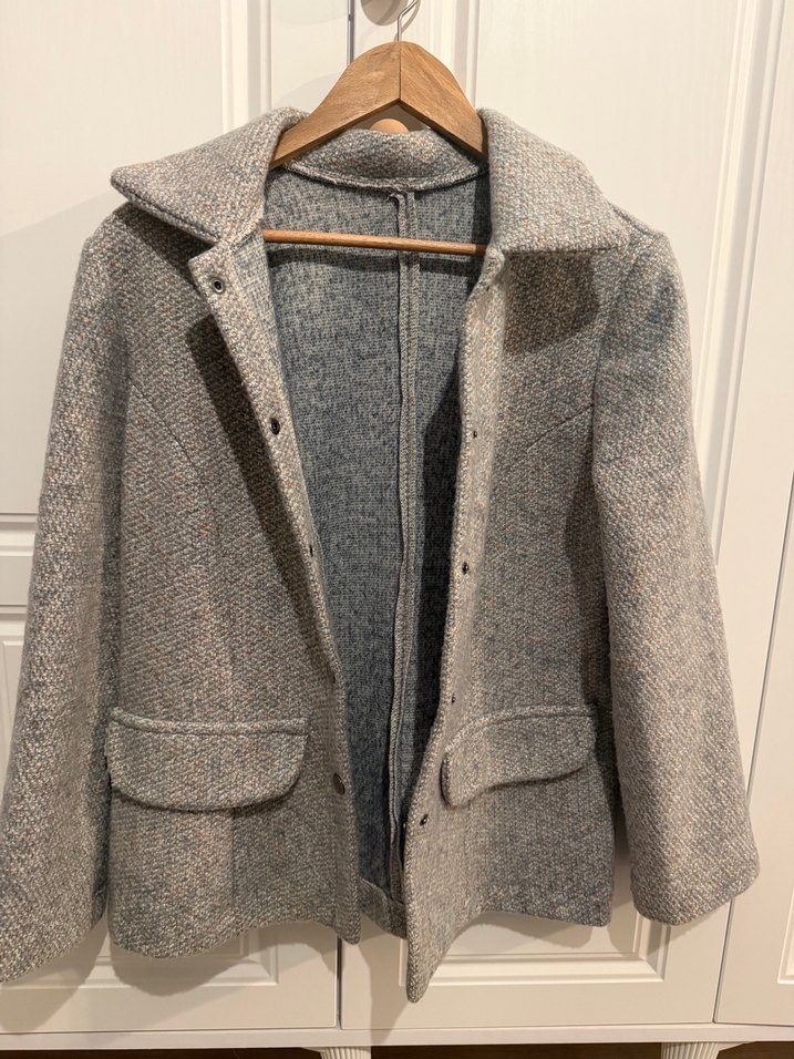 Gri Yün Düğmeli ceket - Görsel 4