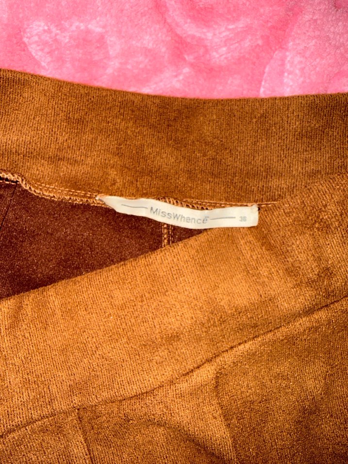 Kahverengi Süet Kadın Pantolon, Kürk Detaylı - Görsel 2