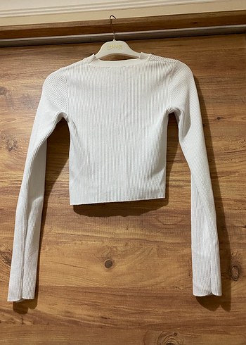 Kadın Beyaz İnce Triko Uzun Kollu Kazak - Görsel 2