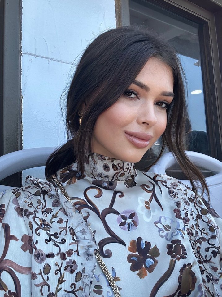 Uzun Kollu Kahverengi Etnik Desenli Bohem Elbise - Görsel 5