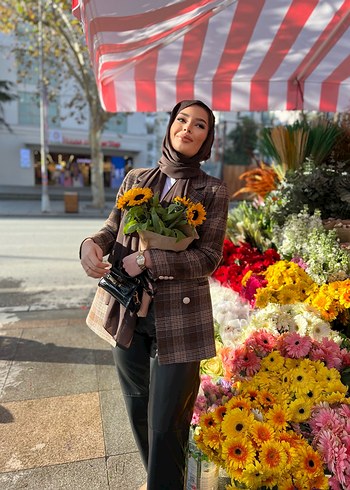 Drapeli Etnik Desenli Kahverengi Midi Kadın Takım - Görsel 4