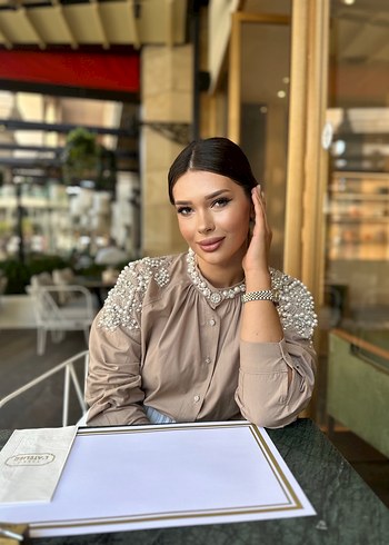 Bej Drapeli Mini Kadın Gömlek - Görsel 7