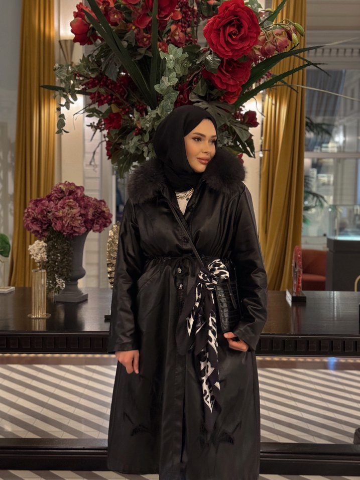 Kürklü Siyah Deri Kadın Ceket - Görsel 4