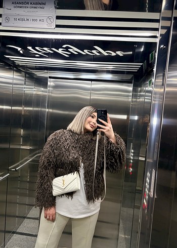 Kahverengi Bohem Kadın Suni Kürk Ceket - Görsel 8