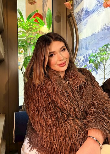 Kahverengi Bohem Kadın Suni Kürk Ceket - Görsel 2