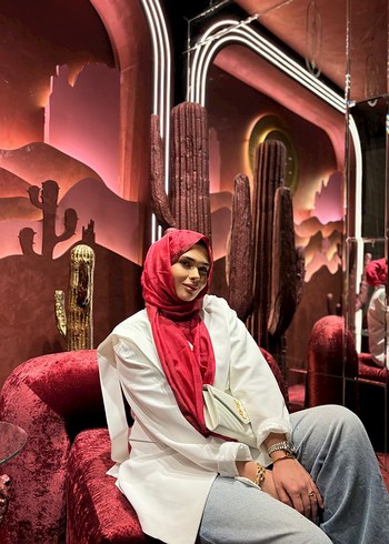 Kadın Beyaz Saten Drapeli Wrap - Görsel 2