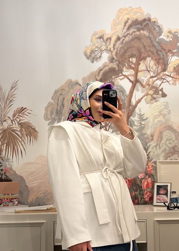 Kadın Beyaz Saten Drapeli Wrap - Görsel 8