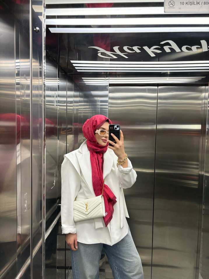 Kadın Beyaz Saten Drapeli Wrap - Görsel 4